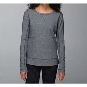 Lululemon Athletica Exhalation Pullover Size 6 Heathered Speckled Gray Black